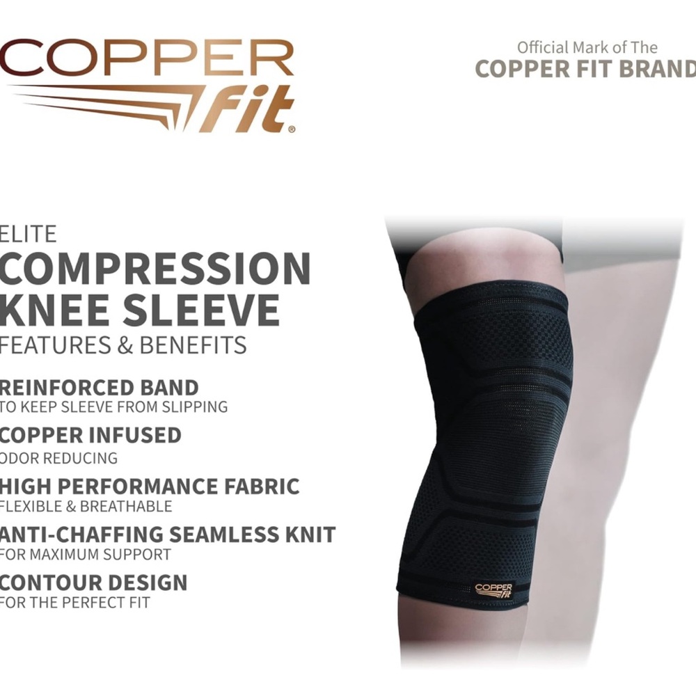 2 pack Copper Fit Elite Knee Compression Sleeve, Black